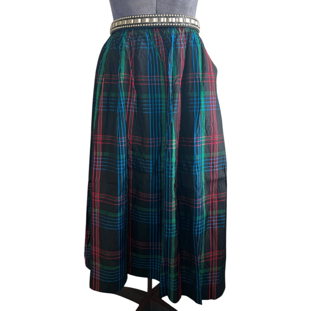 Vintage Plaid High Waist Midi Skirt